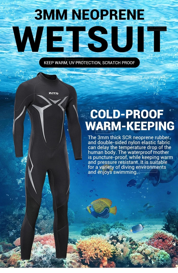 Men’s 3mm Neoprene Wetsuit for Surfing & Diving