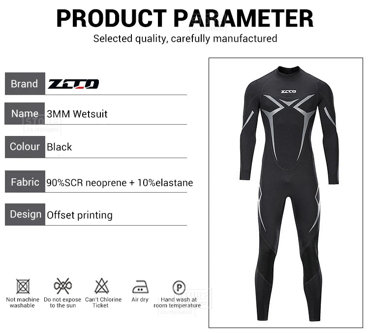 Men’s 3mm Neoprene Wetsuit for Surfing & Diving