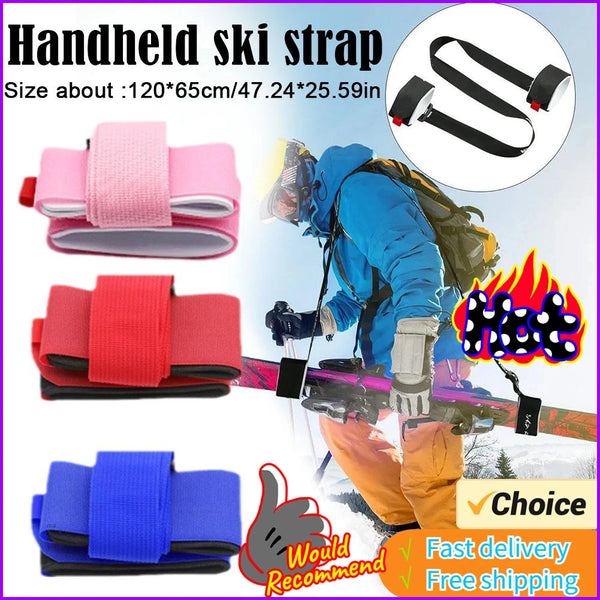 Black Nylon Adjustable Ski Handle Strap Carrier