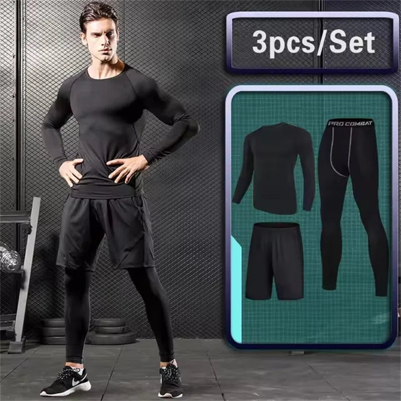 Men’s Compression Sportswear Set – 5-Piece Gym Outfit