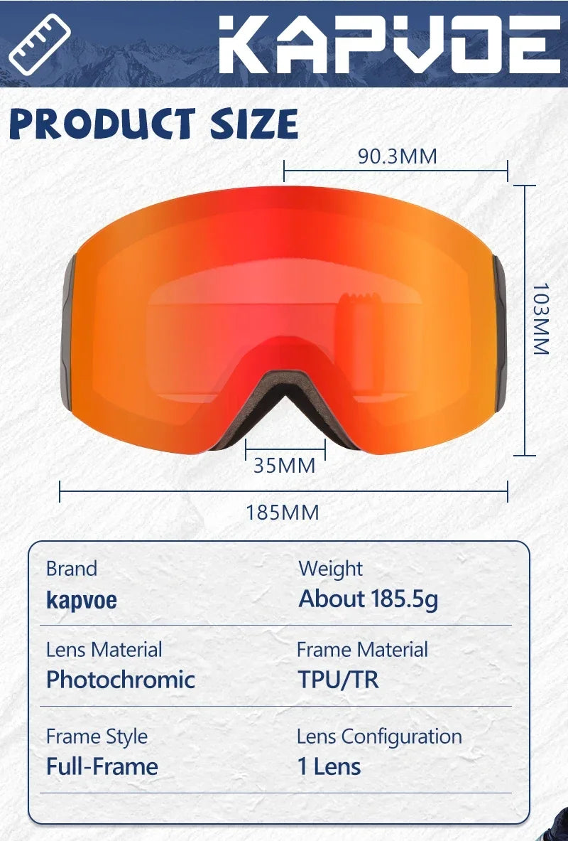 Kapvoe Photochromic Magnetic Ski Goggles UV400