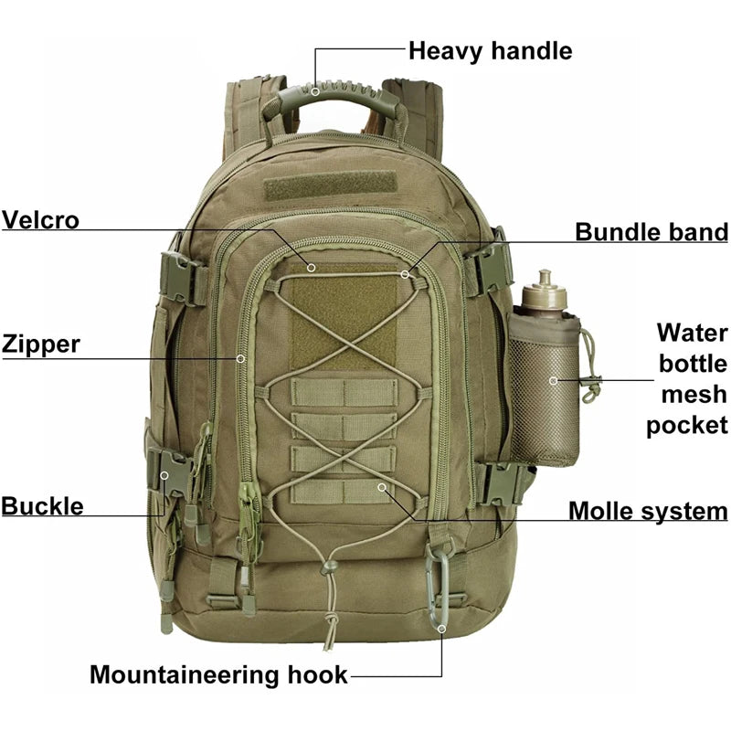 65L Tactical Outdoor Hiking Backpack