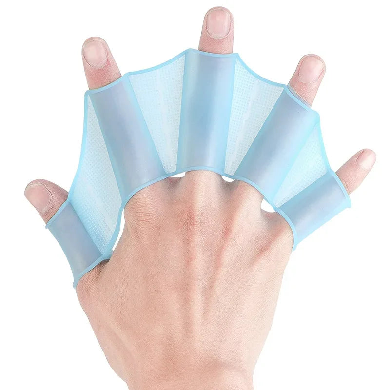 Silicone Swim Training Fins & Webbed Gloves Set