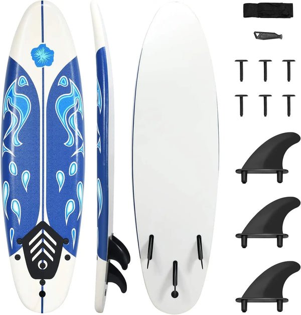 GYMAX 6' Body Surfboard with Removable Fins & Leash