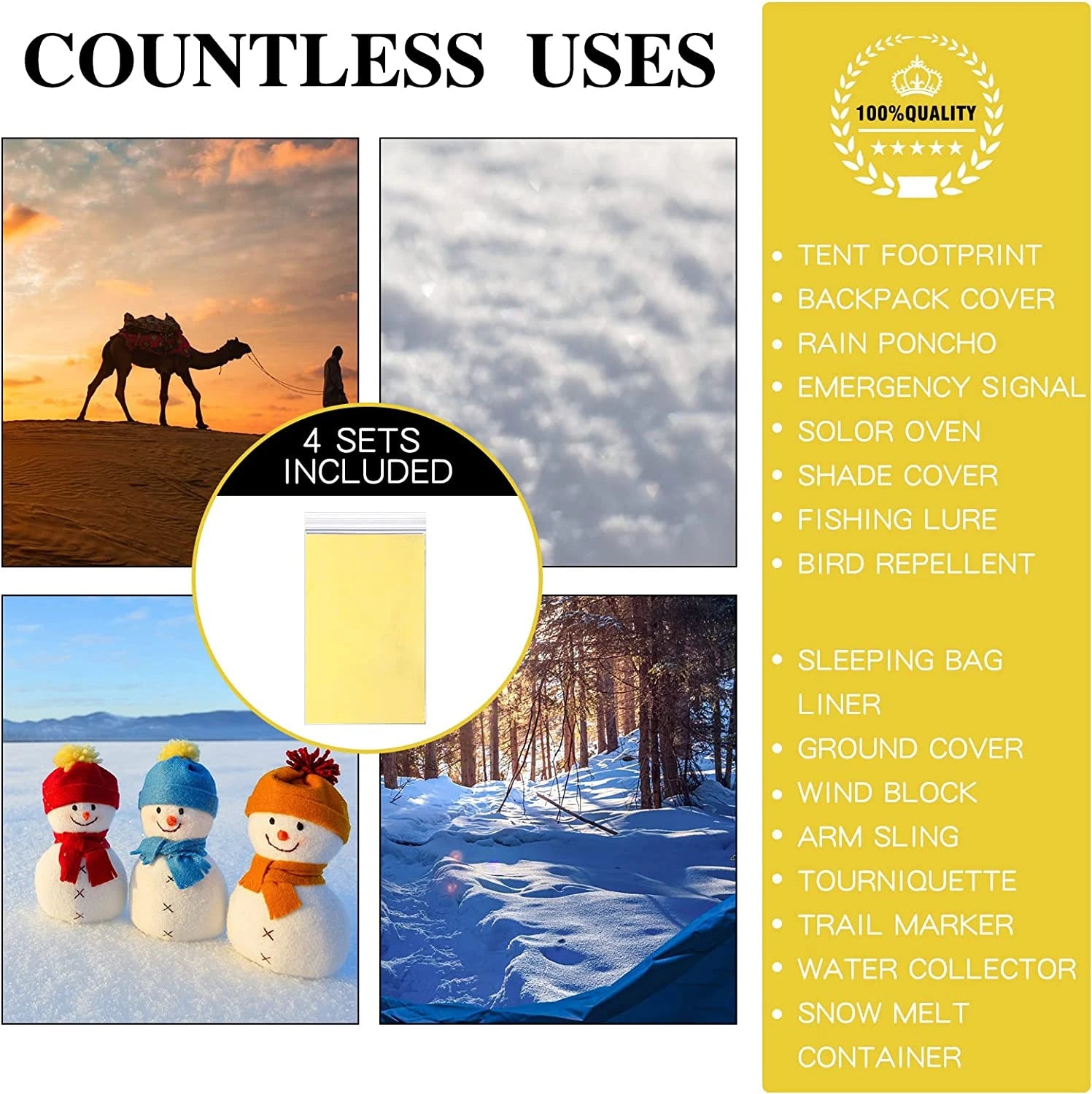 5–30Pc Emergency Thermal Survival Blanket 130x210cm