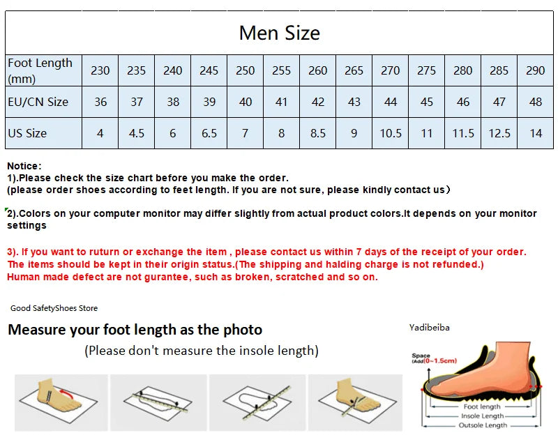 Steel Toe Lightweight Safety Work Shoes Unisex
