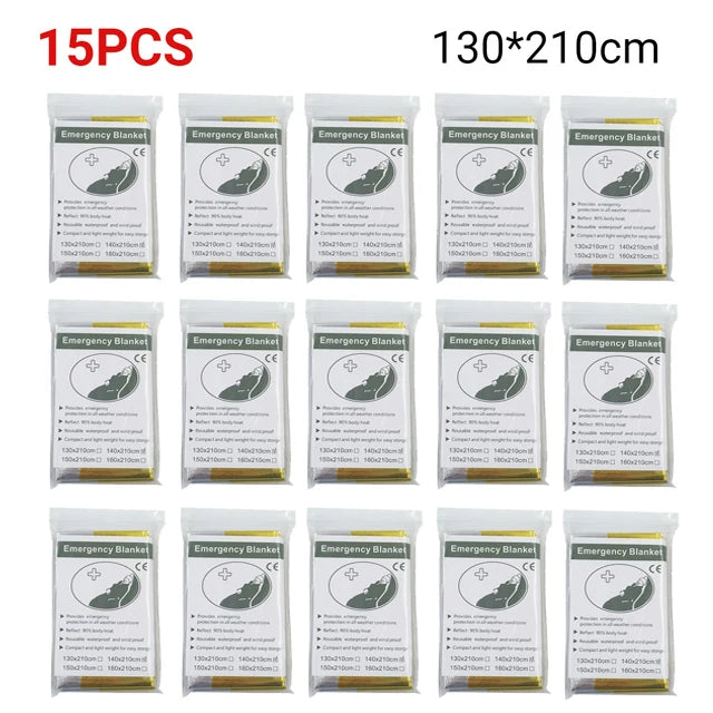 5–30Pc Emergency Thermal Survival Blanket 130x210cm