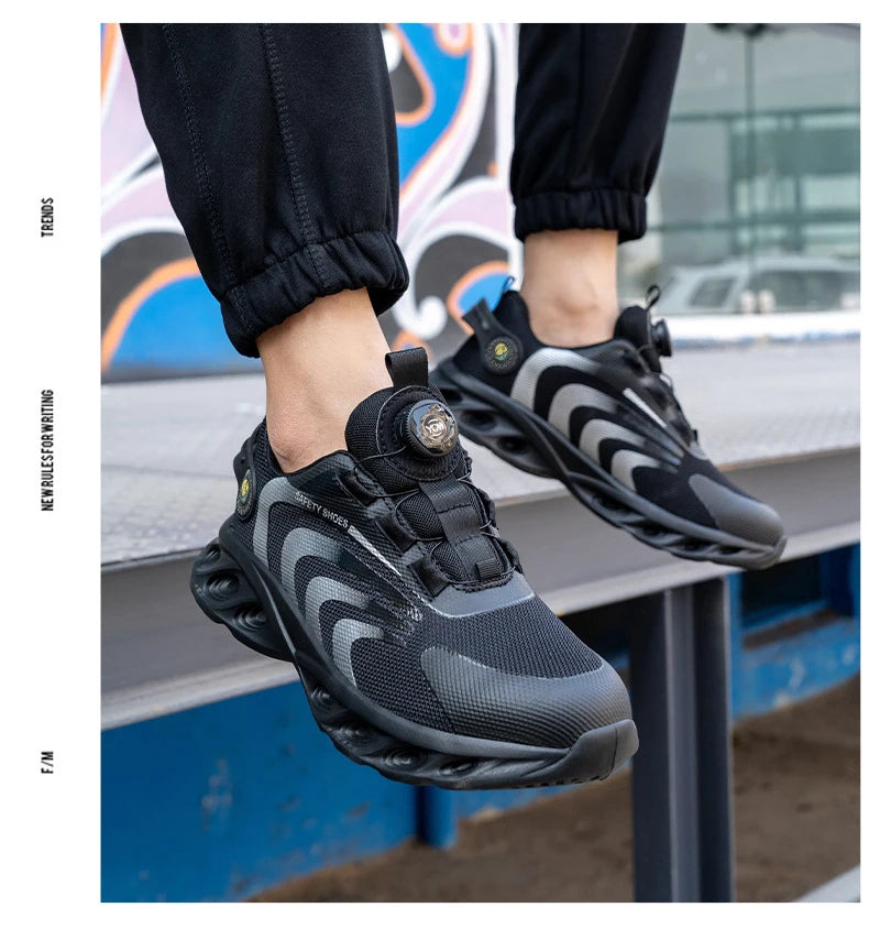 Rotary Buckle Lightweight Steel Toe Safety Work Sneakers