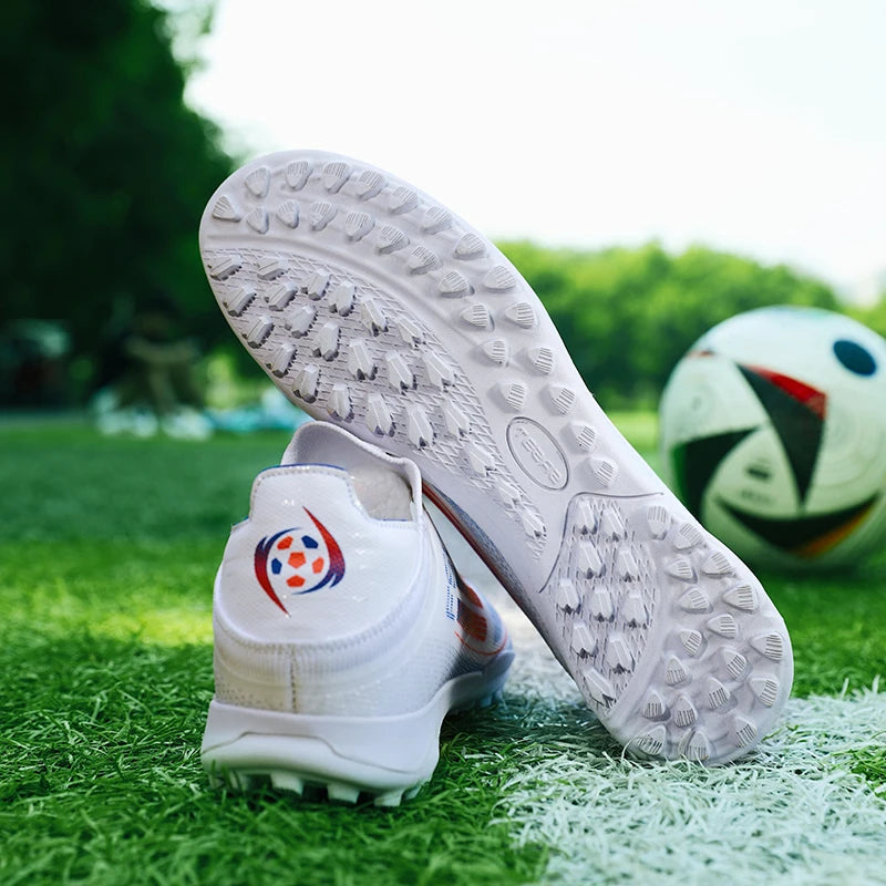 Slip-On Men's Soccer Shoes Non-Slip Turf Cleats Kids TF/FG Football Boots