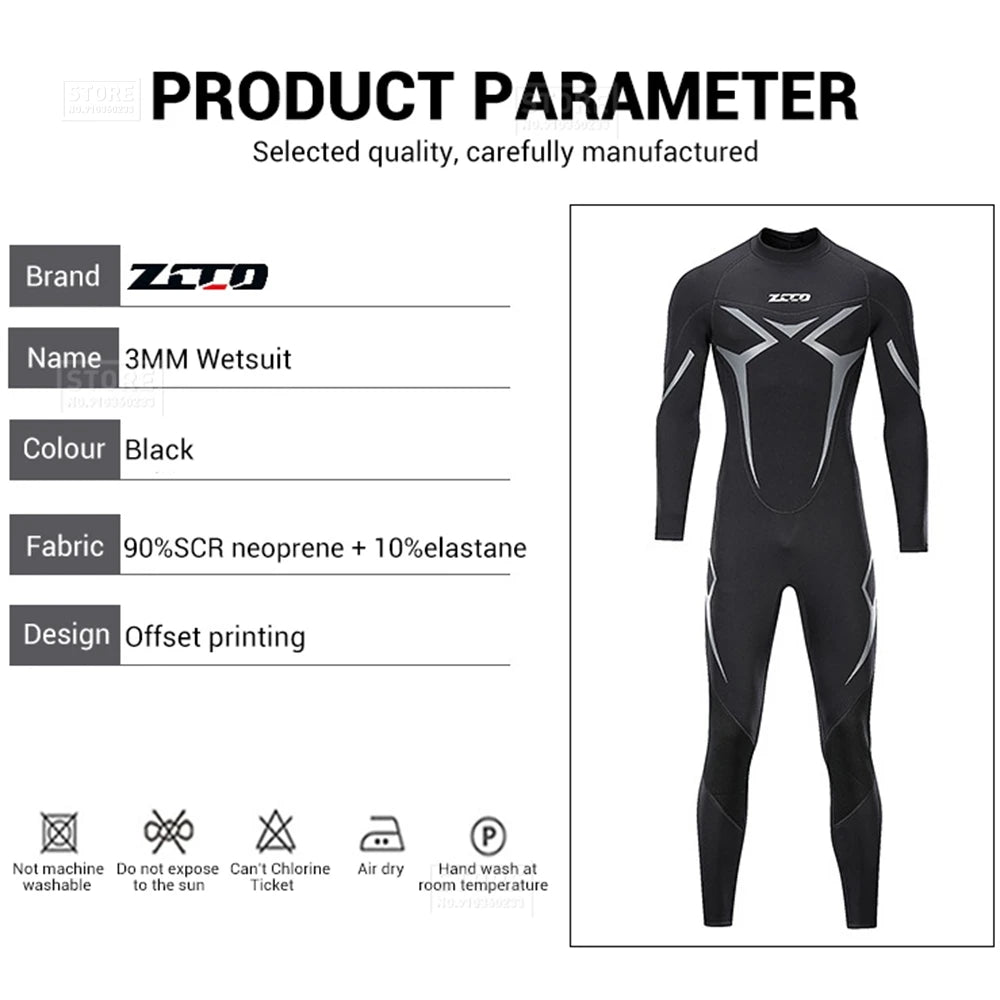 Men’s 3mm Neoprene Wetsuit for Surfing & Diving