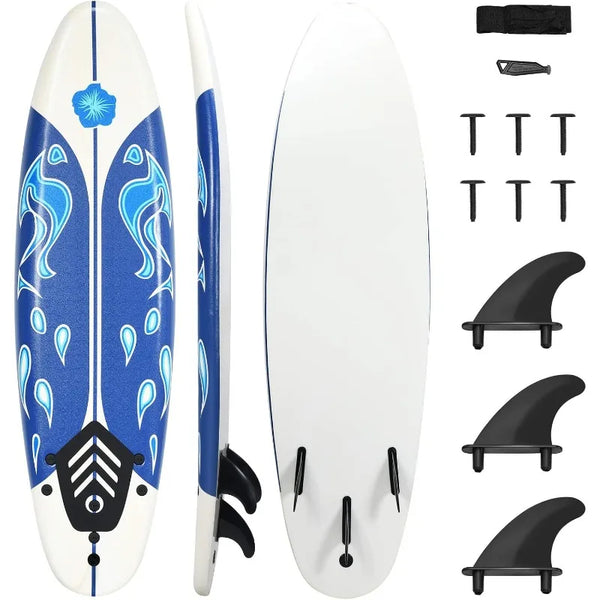 GYMAX 6' Body Surfboard with Removable Fins & Leash