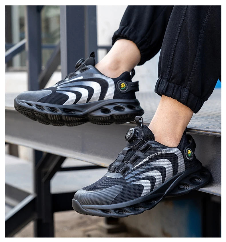 Rotary Buckle Lightweight Steel Toe Safety Work Sneakers