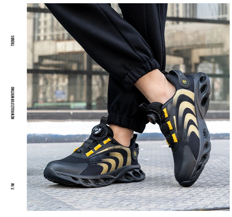 Rotary Buckle Lightweight Steel Toe Safety Work Sneakers