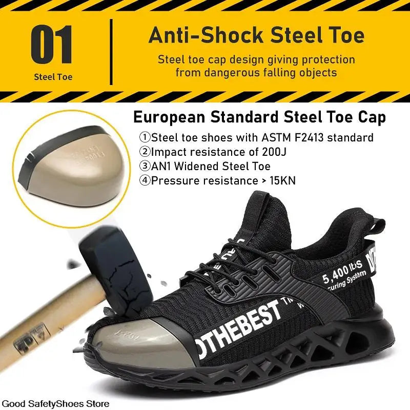 Steel Toe Lightweight Safety Work Shoes Unisex