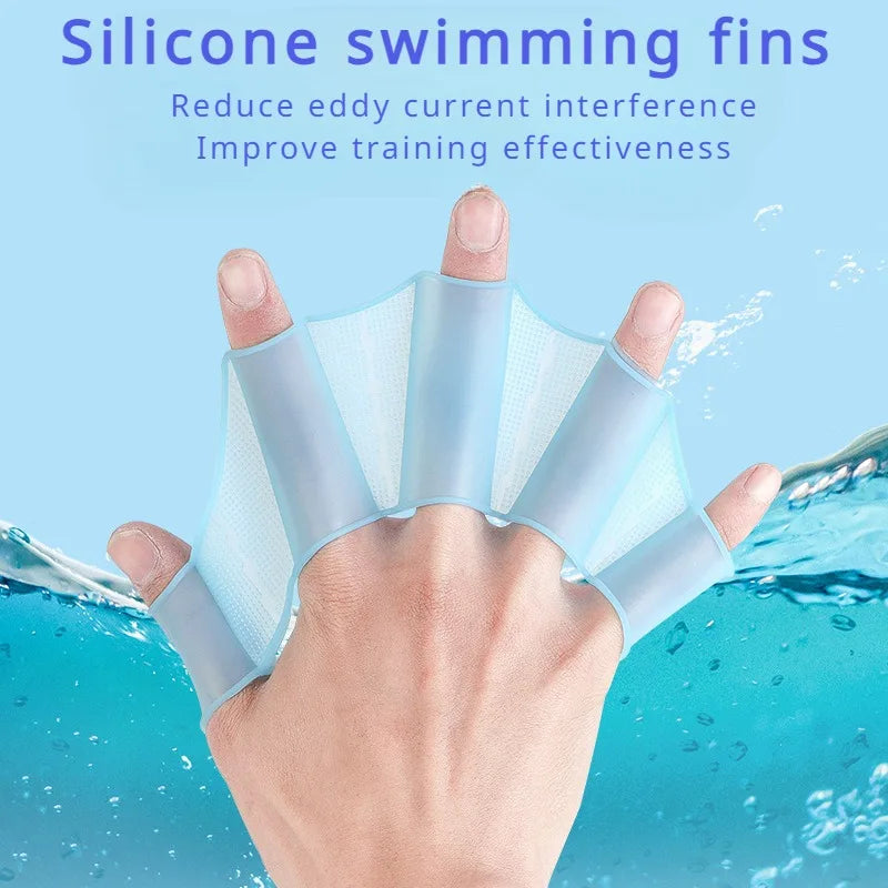 Silicone Swim Training Fins & Webbed Gloves Set