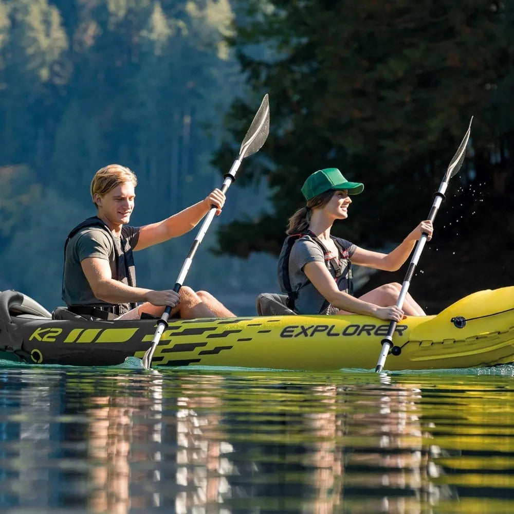 Kayak Paddle with Ribbed Spoon Blades & Adjustable Feather