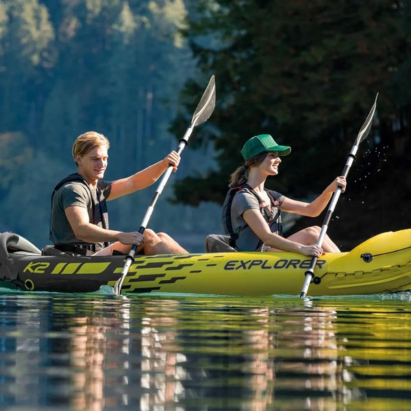 Kayak Paddle with Ribbed Spoon Blades & Adjustable Feather