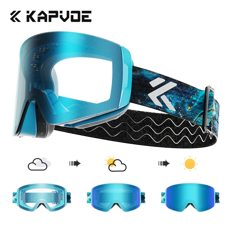 Kapvoe Photochromic Magnetic Ski Goggles UV400
