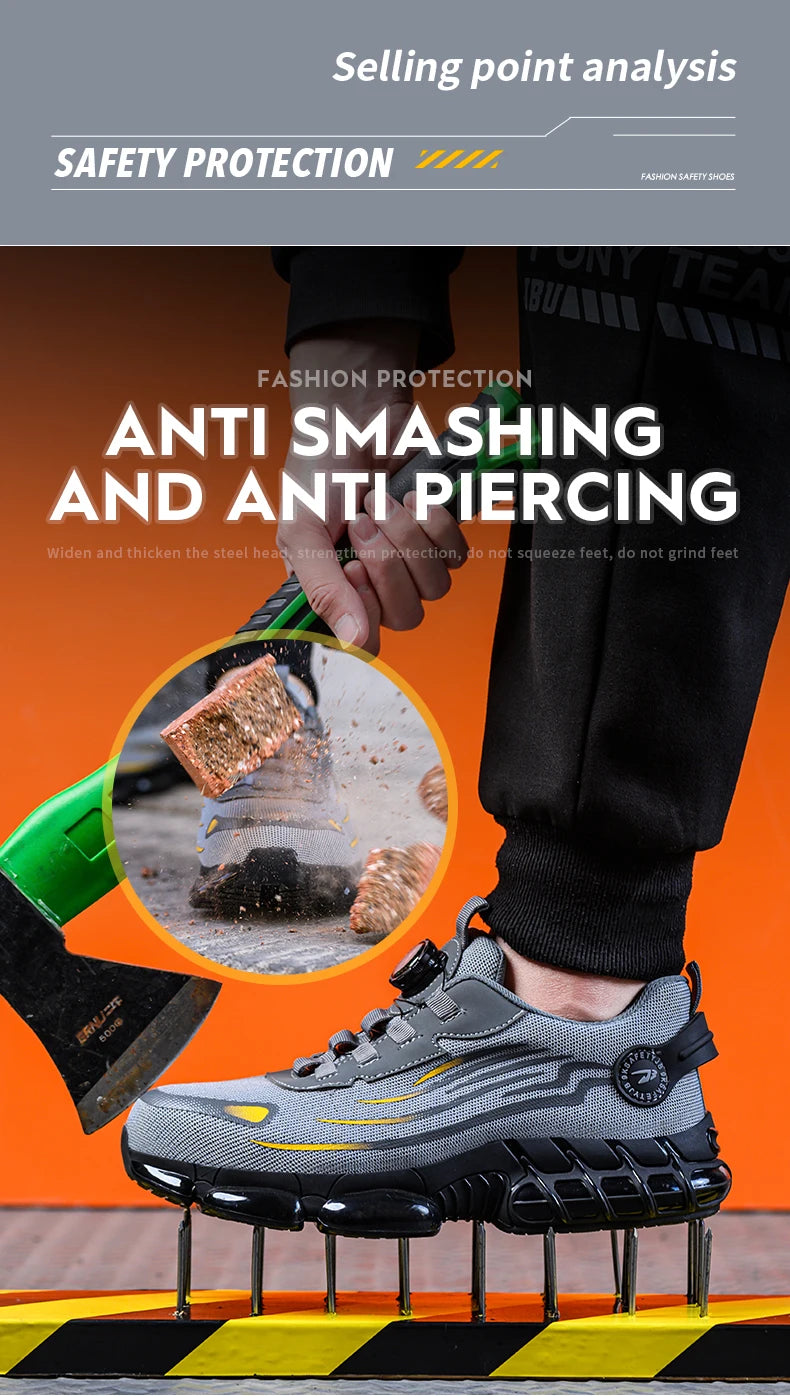 Breathable Lace-Free Soft Sole Safety Labour Shoes