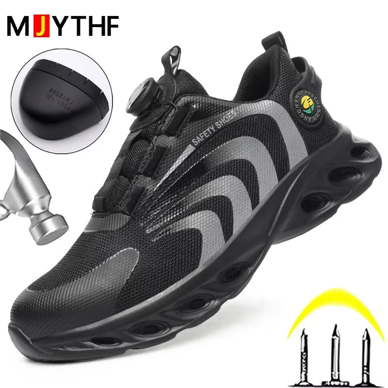 Rotary Buckle Lightweight Steel Toe Safety Work Sneakers