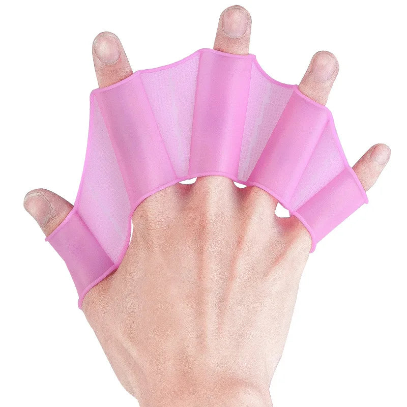 Silicone Swim Training Fins & Webbed Gloves Set