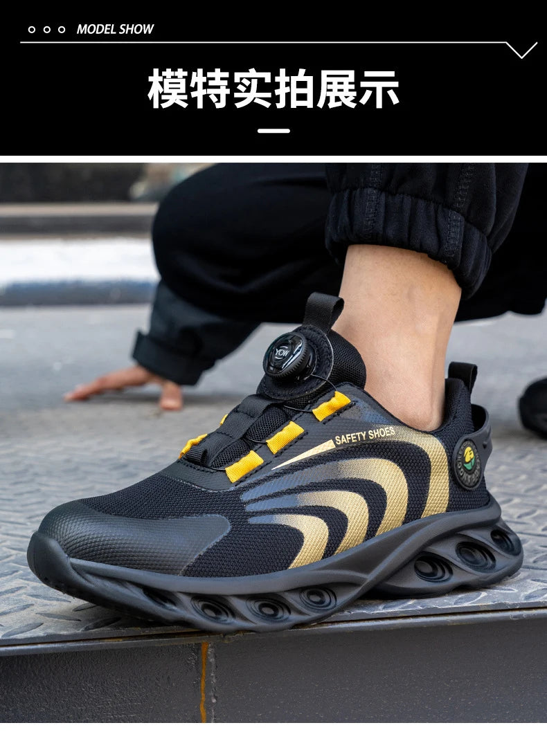 Rotary Buckle Lightweight Steel Toe Safety Work Sneakers