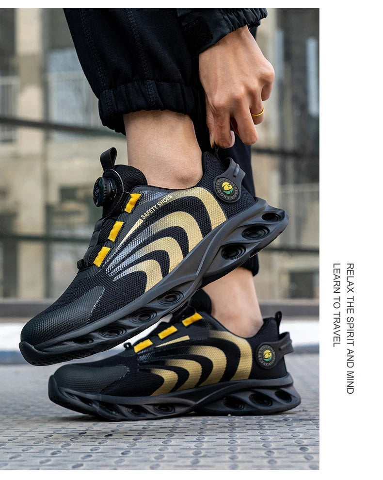 Rotary Buckle Lightweight Steel Toe Safety Work Sneakers