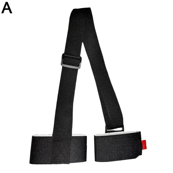 Black Nylon Adjustable Ski Handle Strap Carrier