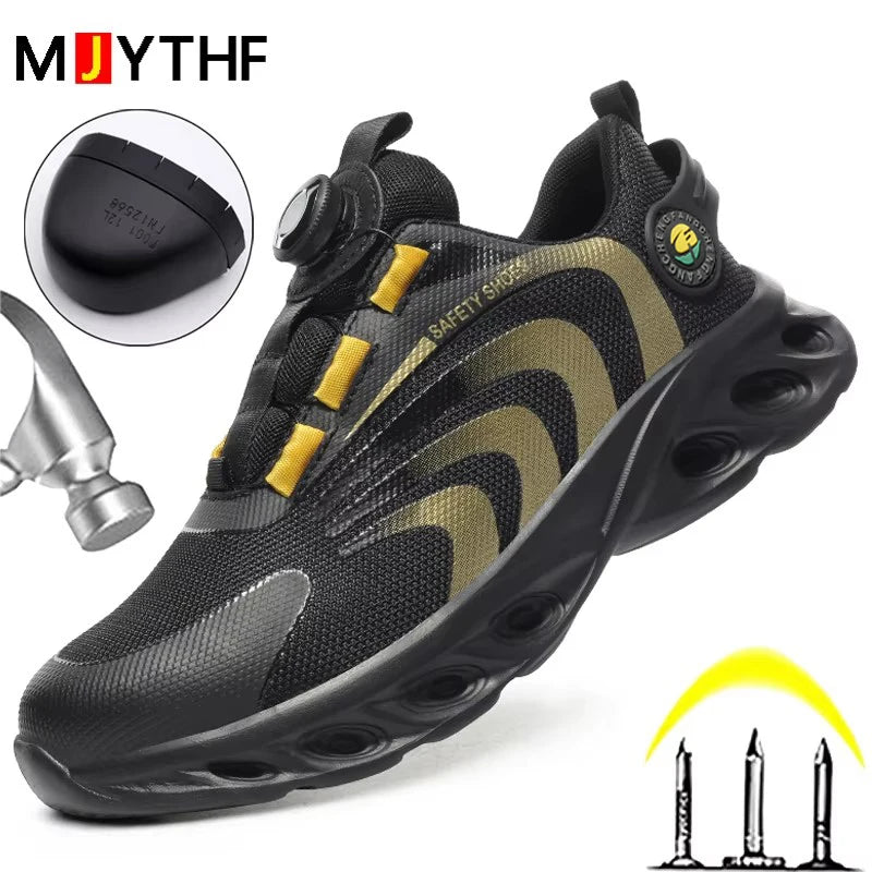 Rotary Buckle Lightweight Steel Toe Safety Work Sneakers
