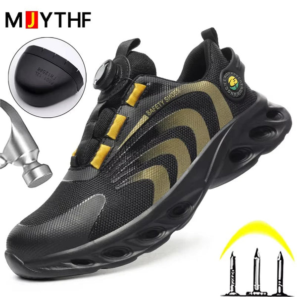 Rotary Buckle Lightweight Steel Toe Safety Work Sneakers
