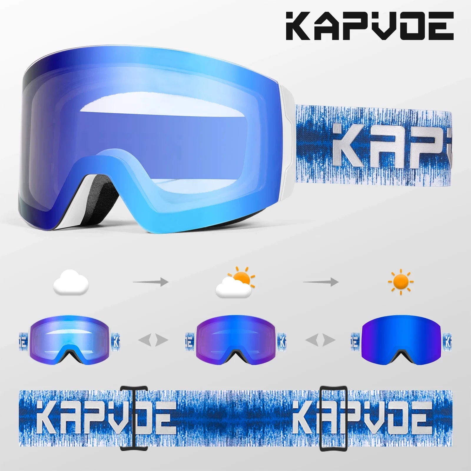 Kapvoe Photochromic Magnetic Ski Goggles UV400