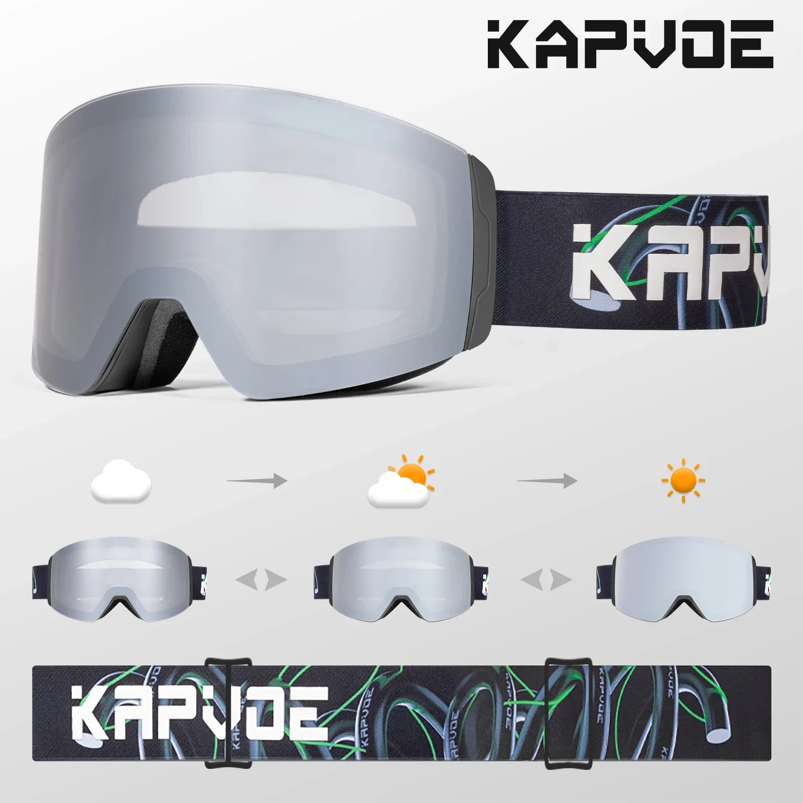 Kapvoe Photochromic Magnetic Ski Goggles UV400
