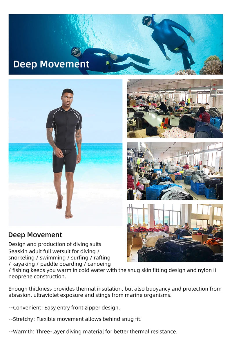 CRSC Neoprene Wetsuit 1.5/3MM Short Sleeve Dive Suit