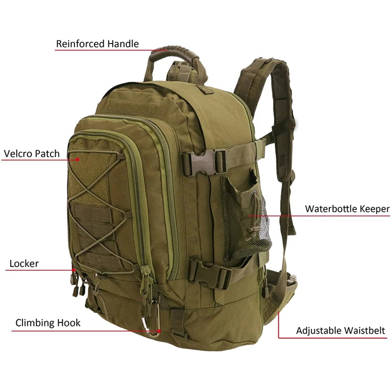 65L Tactical Outdoor Hiking Backpack