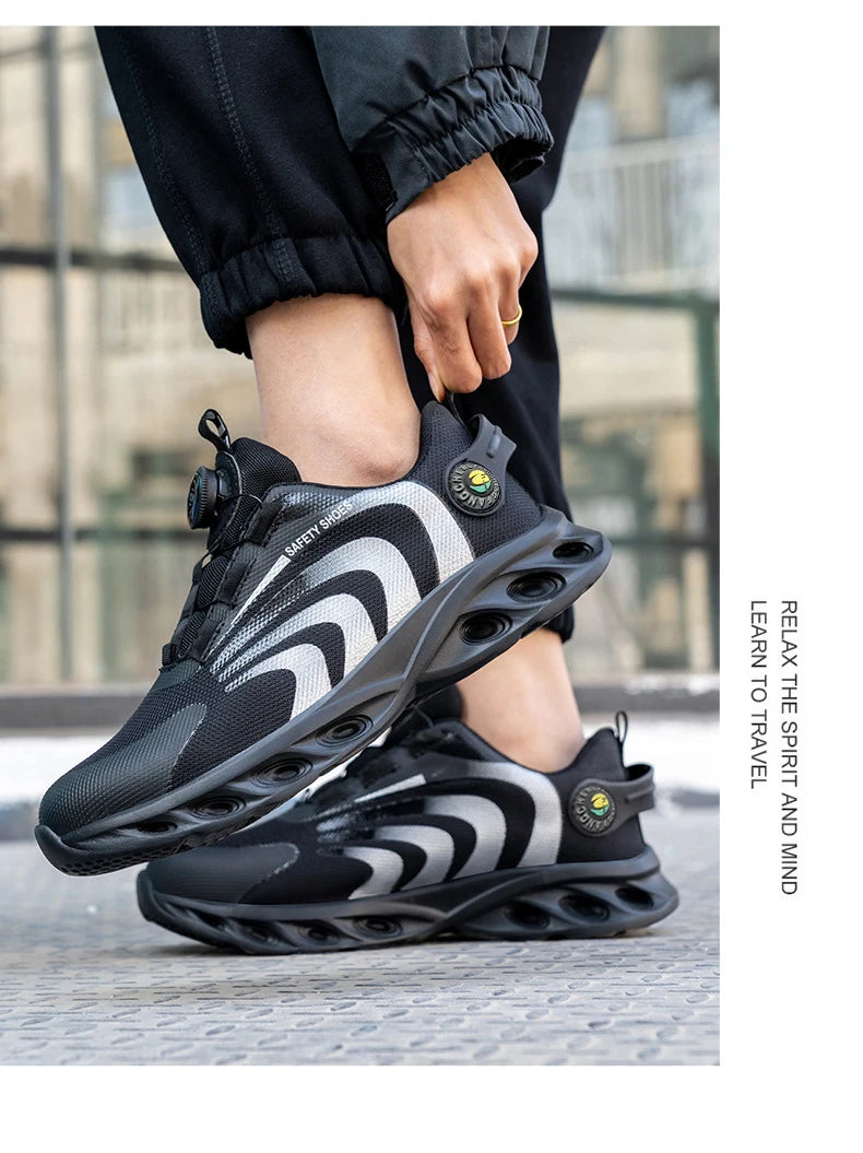 Rotary Buckle Lightweight Steel Toe Safety Work Sneakers