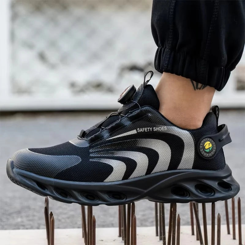 Rotary Buckle Lightweight Steel Toe Safety Work Sneakers