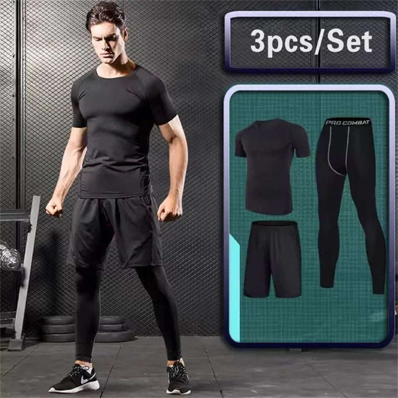 Men’s Compression Sportswear Set – 5-Piece Gym Outfit