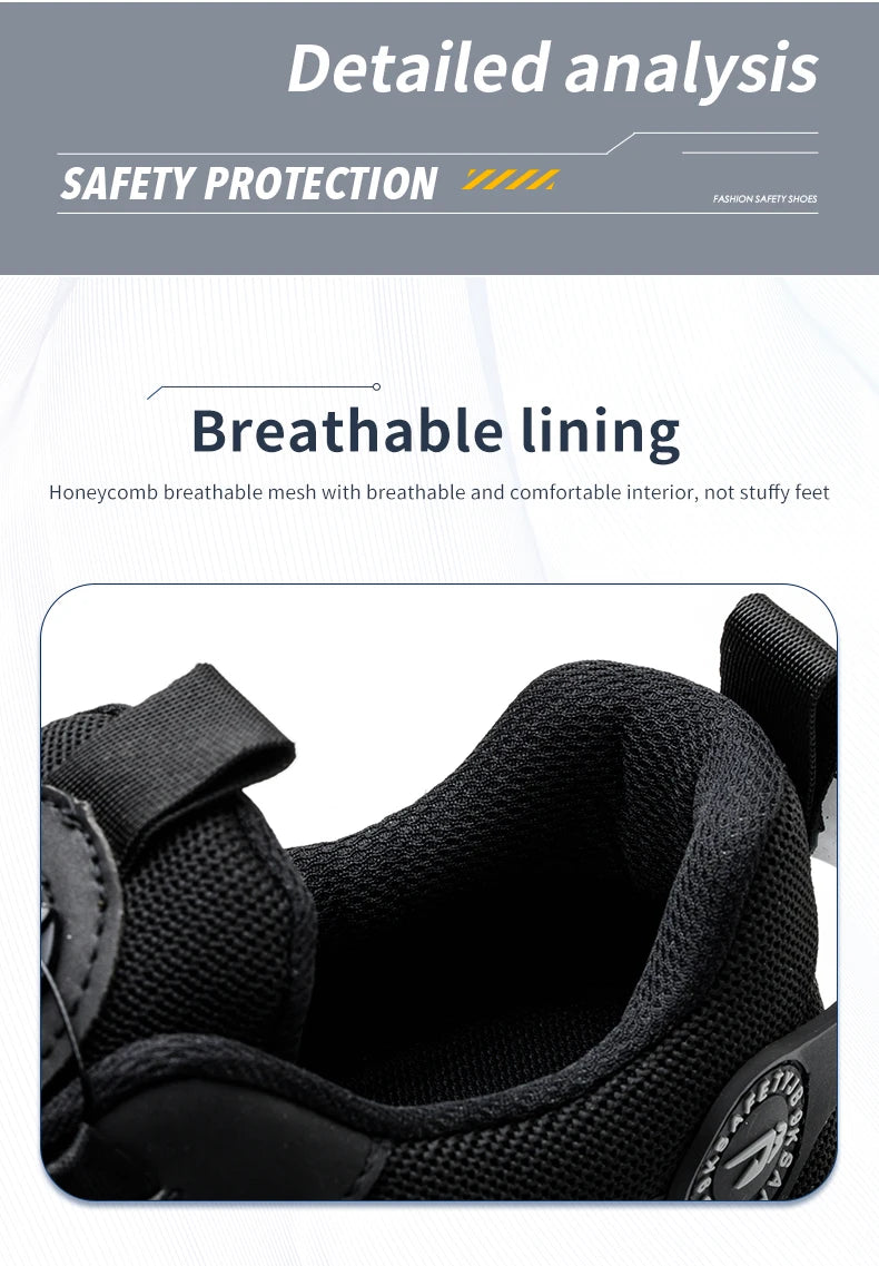 Breathable Lace-Free Soft Sole Safety Labour Shoes