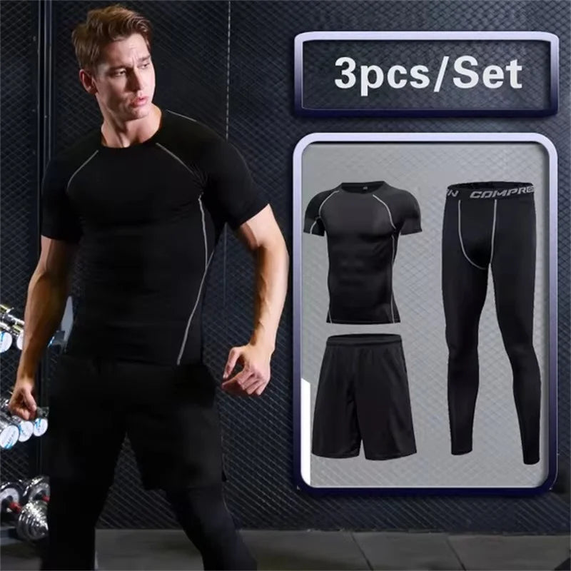 Men’s Compression Sportswear Set – 5-Piece Gym Outfit