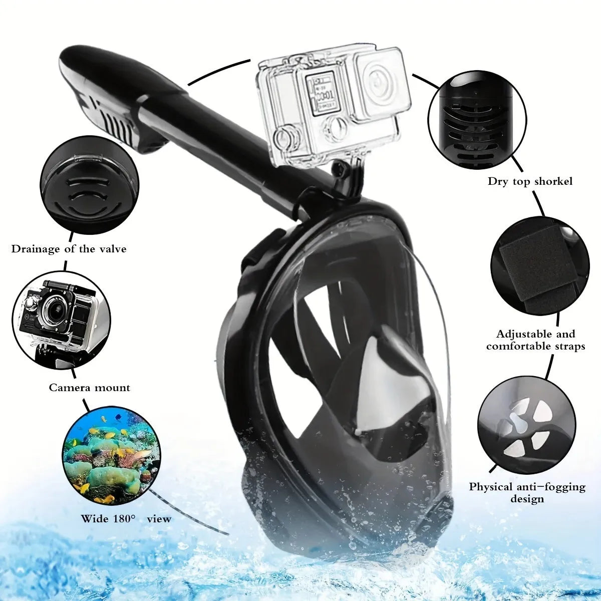 Professional Full Face Snorkel Mask for Adults