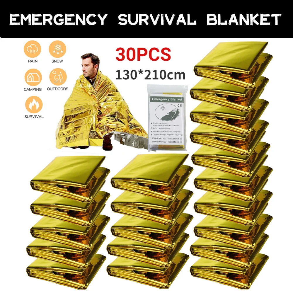 5–30Pc Emergency Thermal Survival Blanket 130x210cm
