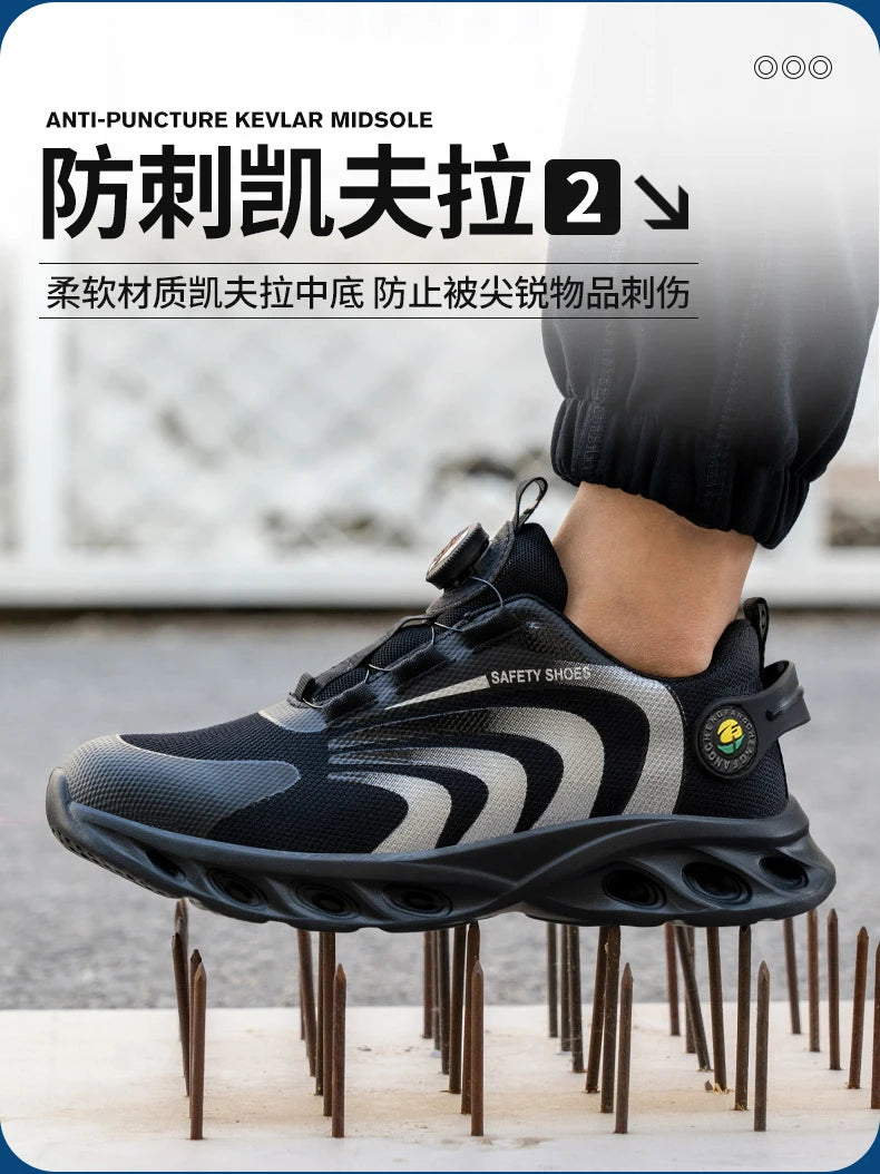 Rotary Buckle Lightweight Steel Toe Safety Work Sneakers