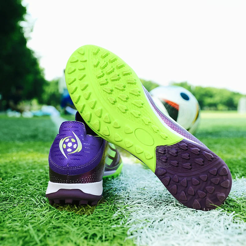 Slip-On Men's Soccer Shoes Non-Slip Turf Cleats Kids TF/FG Football Boots