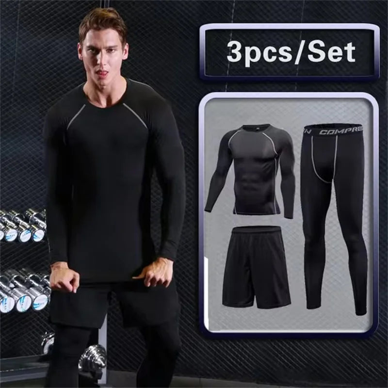 Men’s Compression Sportswear Set – 5-Piece Gym Outfit