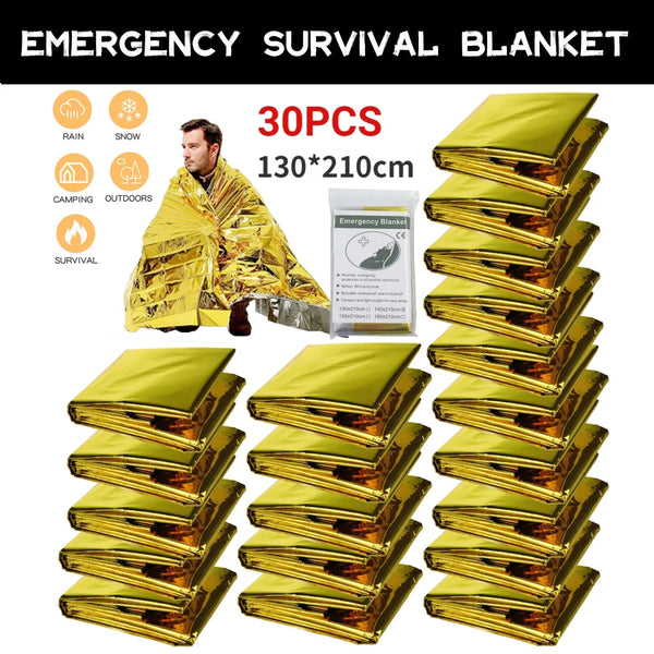 5–30Pc Emergency Thermal Survival Blanket 130x210cm