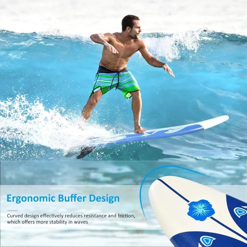 GYMAX 6' Body Surfboard with Removable Fins & Leash