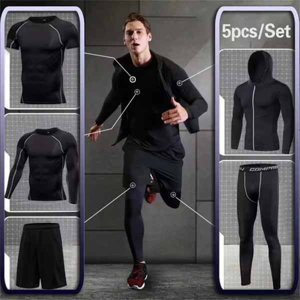 Men’s Compression Sportswear Set – 5-Piece Gym Outfit