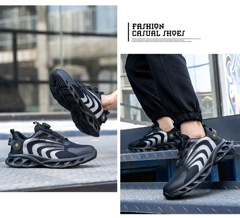 Rotary Buckle Lightweight Steel Toe Safety Work Sneakers