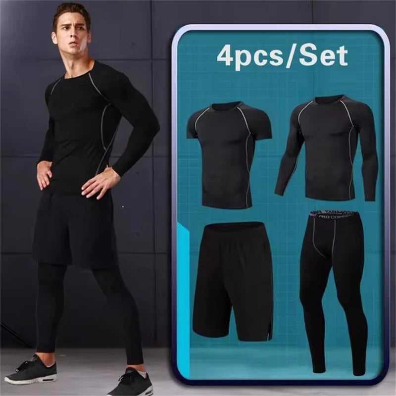 Men’s Compression Sportswear Set – 5-Piece Gym Outfit