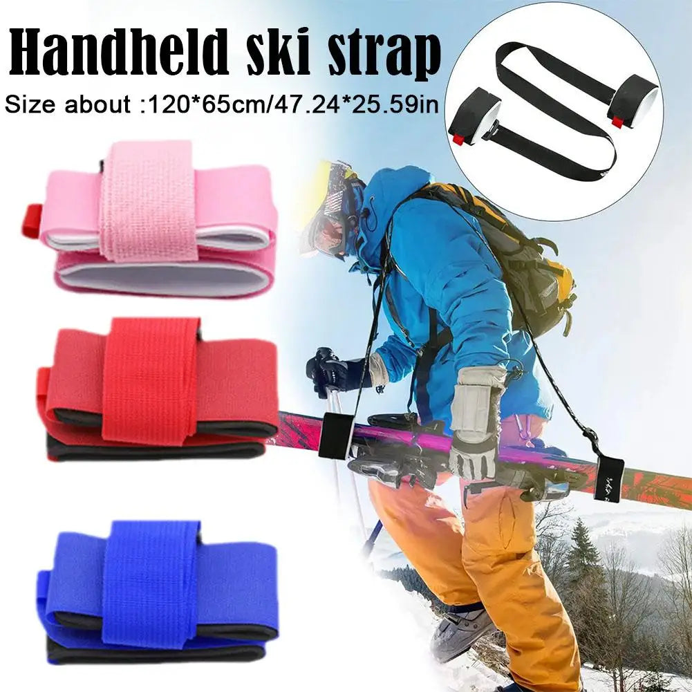 Black Nylon Adjustable Ski Handle Strap Carrier